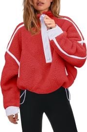 Panadila Womens Half Zip Fleece Pullover Sherpa Jacket | Quarter Zip Tops Fuzzy Sweater Soft Cozy Sweatshirt with Pockets Winter Warm Coat Travel Outfits at Amazon